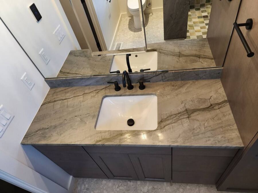 Quartzite bathroom vanity, Beacon Hill, Seattle